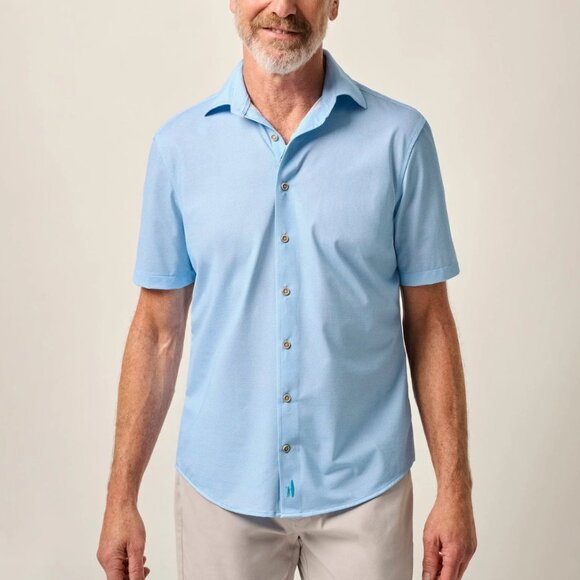 Johnnie-O Short Sleeve Hangin' Out Knit Button Down Shirt - Spielman NWOT Medium - Picture 8 of 9